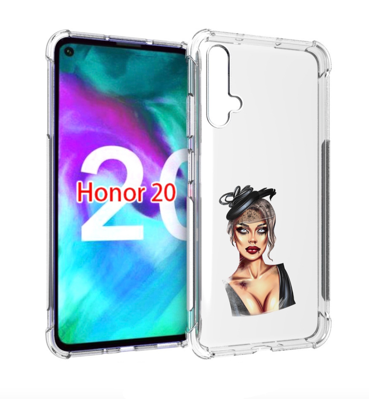 

Чехол бампер MyPads девушка-с-линзами для Honor 20, Прозрачный, Tocco