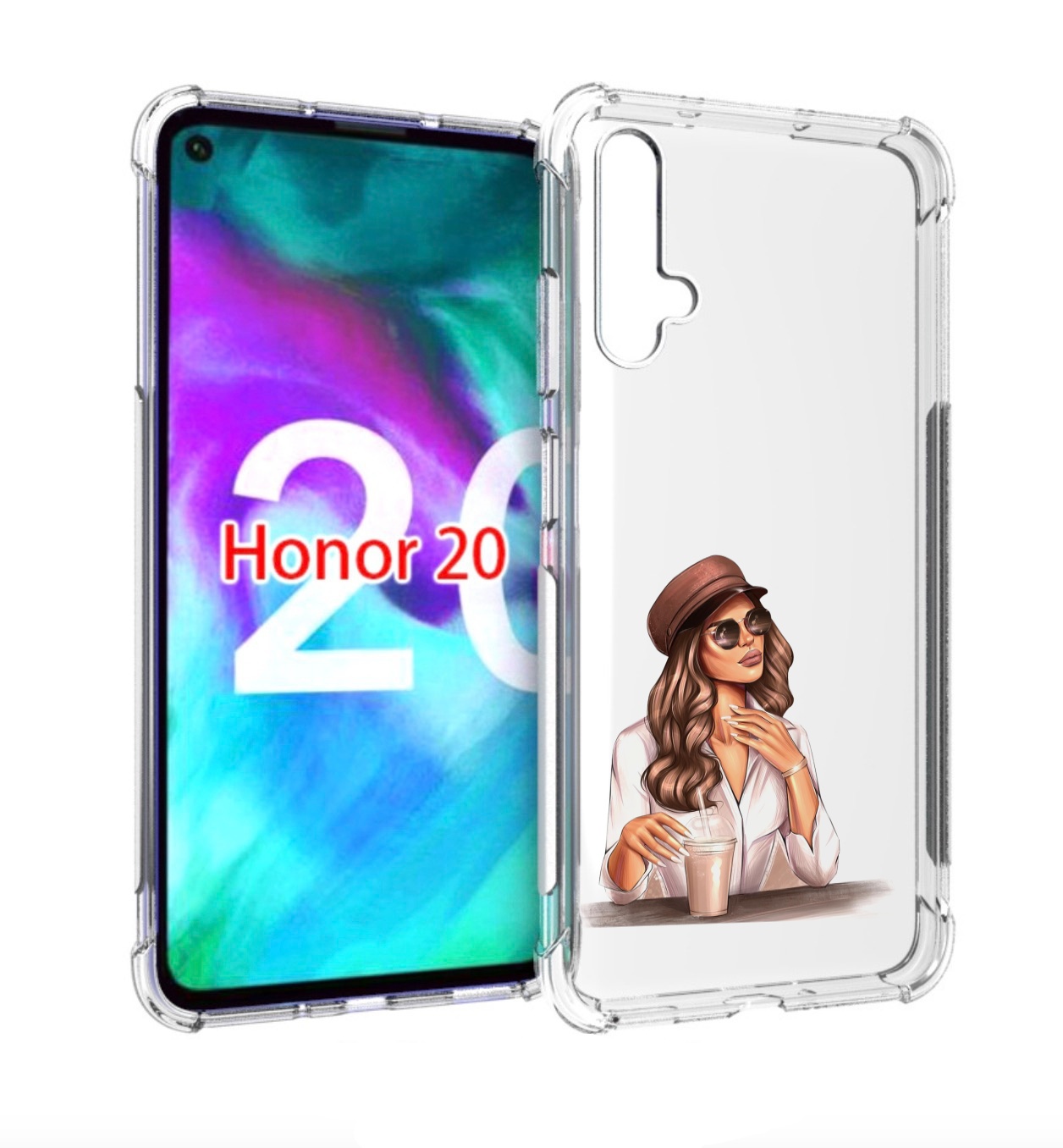 

Чехол бампер MyPads девушка-с-милкшейком женский для Honor, Прозрачный, Tocco