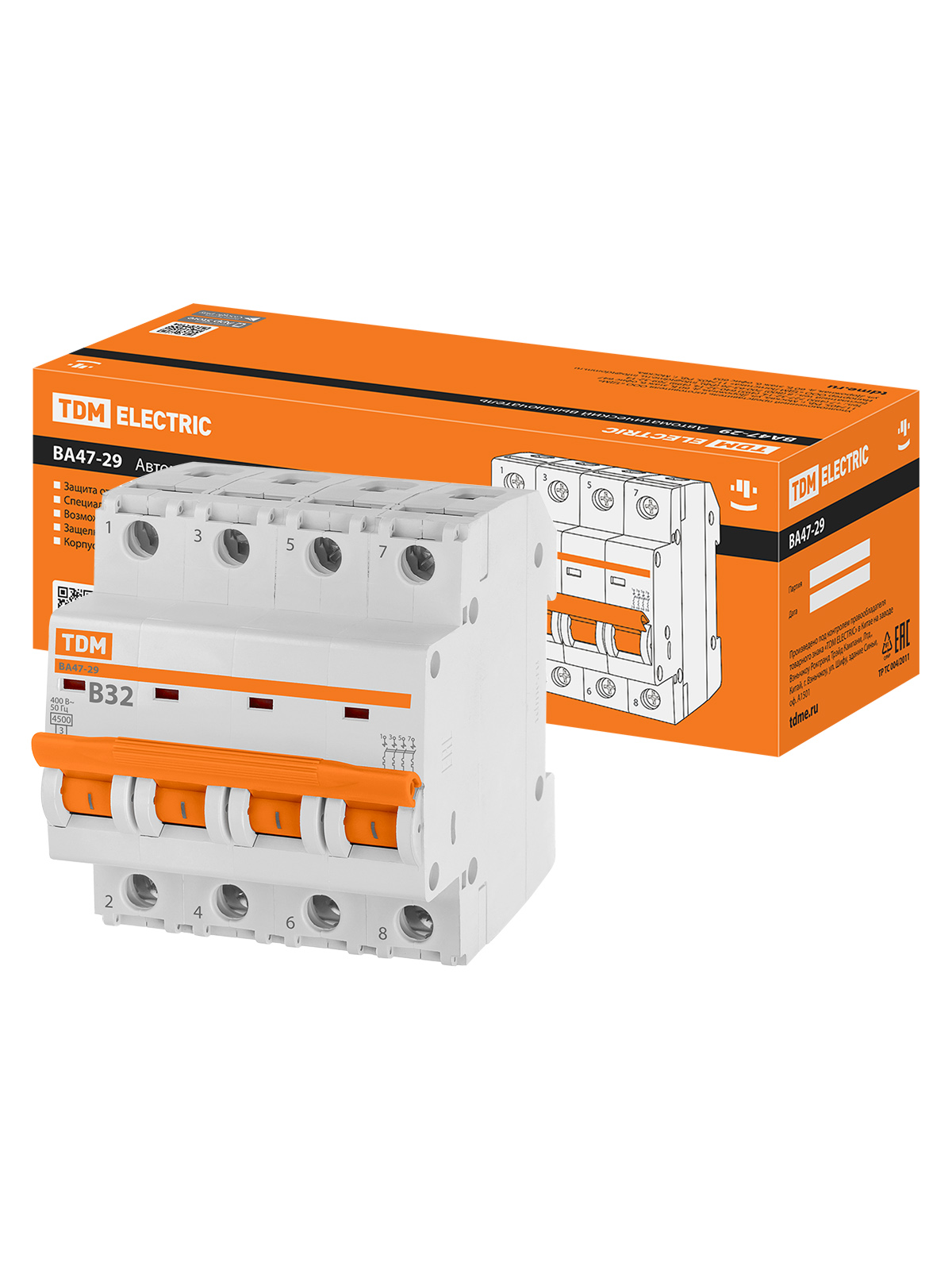 

Автоматический выключатель TDM ELECTRIC ВА47-29 4Р 32А 4,5кА х-ка В SQ0206-0061, TDM ELECTRIC-1