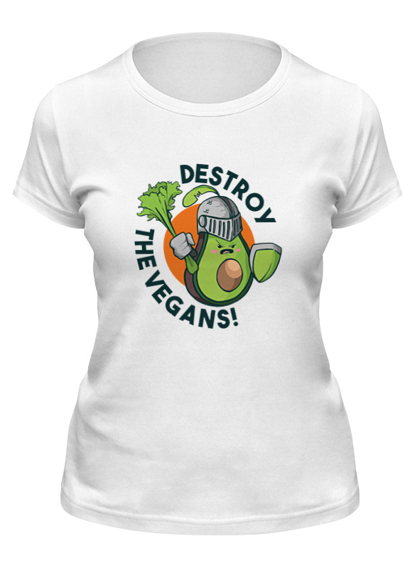 

Футболка женская Printio Destroy the vegans белая M, Белый, Destroy the vegans