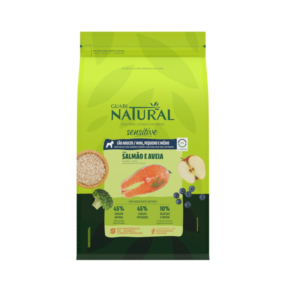 Сухой корм для собак Guabi Natural, для малых и средних пород, лосось и овес, 2,5 кг