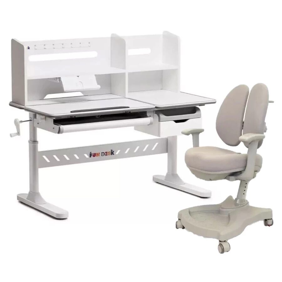 

Комплект FunDesk парта Fiore II Grey, кресло Vetro Grey 190047222869, Серый