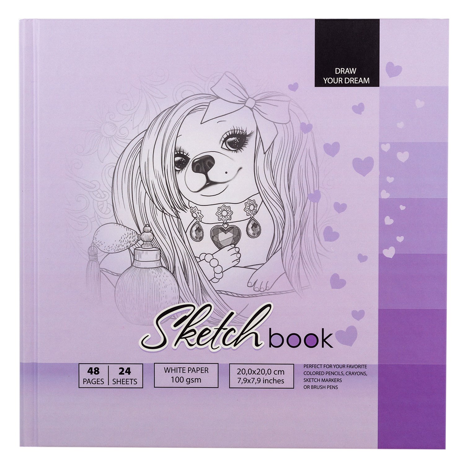 

Скетчбук 200*200мм, 24 л., чистые листы, твердый переплет, Art Studio of Happiness, 21399