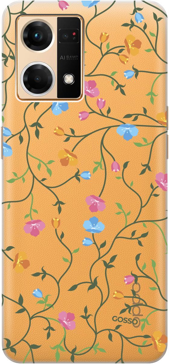 

Силиконовый чехол на OPPO Reno7 с 3D принтом "Сurly Flowers" прозрачный, Прозрачный;голубой, 157883