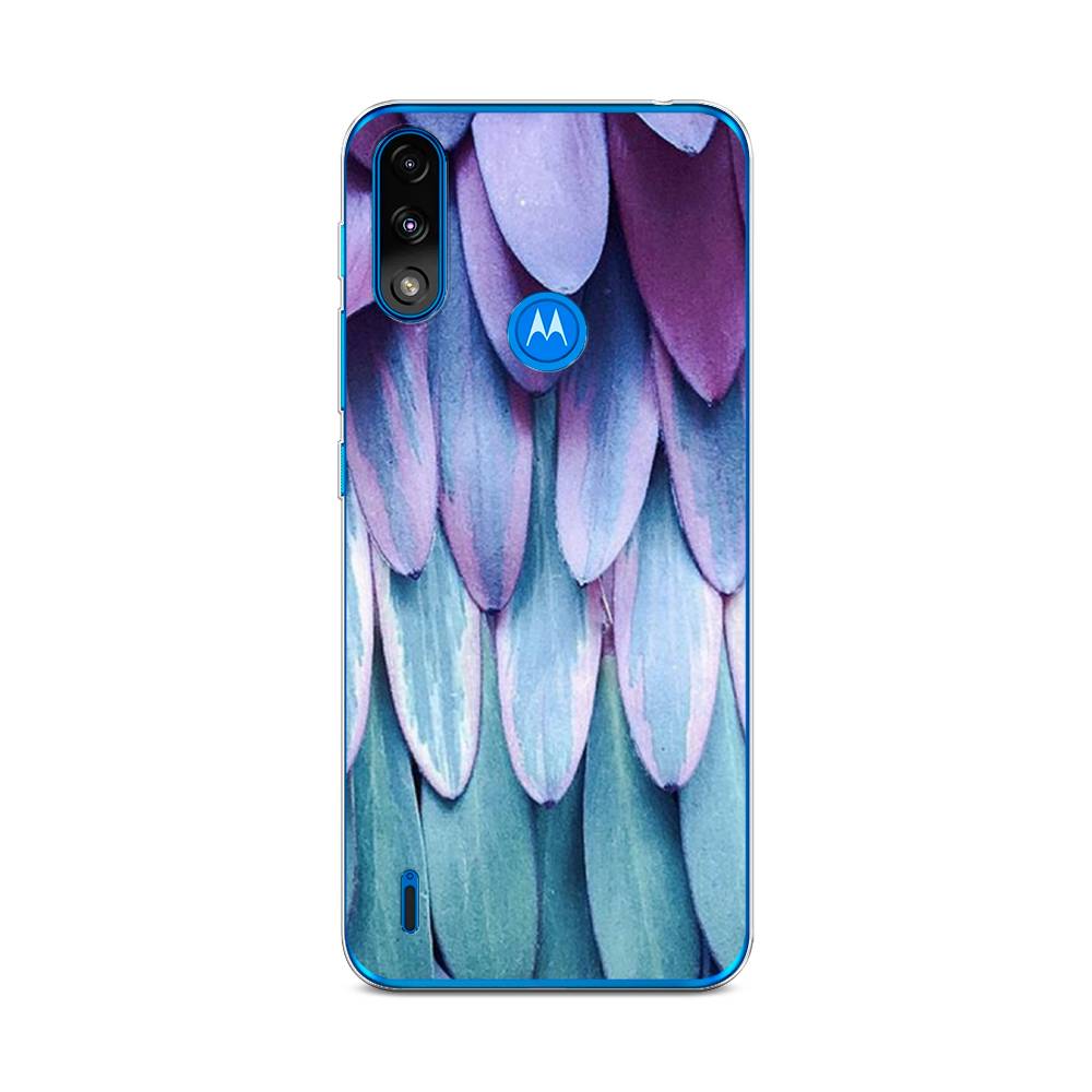 

Чехол на Lenovo K13/Motorola Moto E7 Power "Синее перо", Фиолетовый;голубой, 242450-3