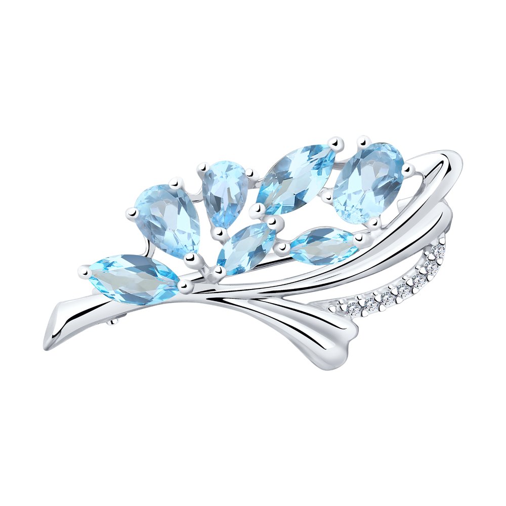 

Брошь из серебра Diamant 94-340-00528-1, топаз\фианит, 94-340-00528-1