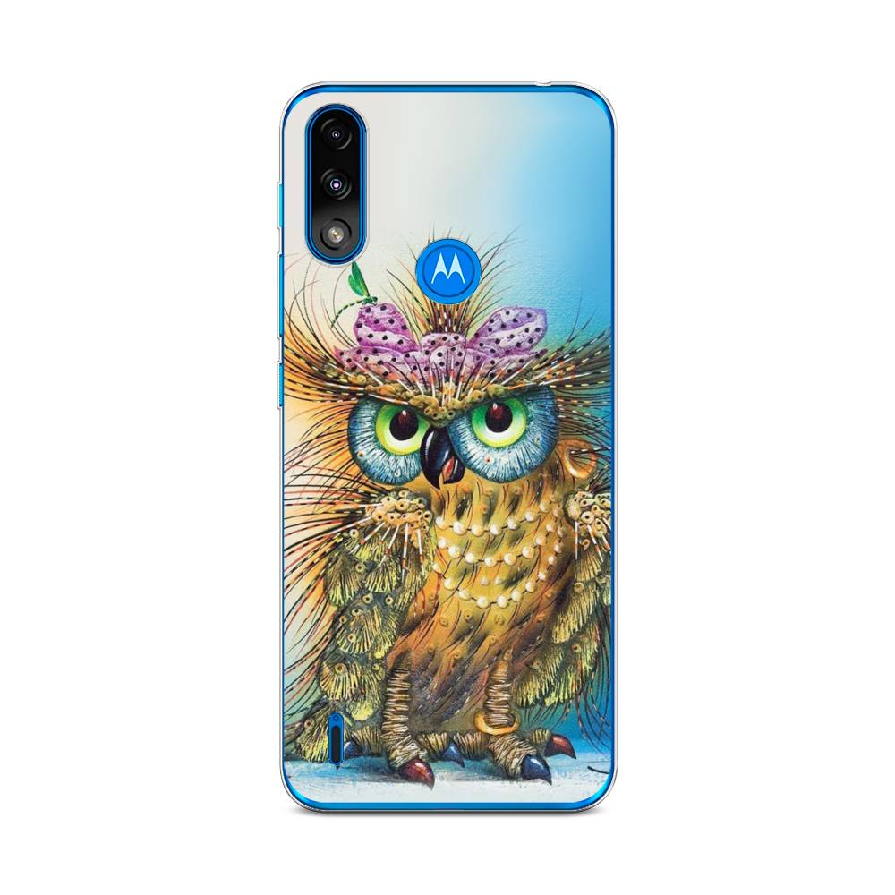 

Чехол на Lenovo K13/Motorola Moto E7 Power "Модная сова", Коричневый;голубой, 242450-1