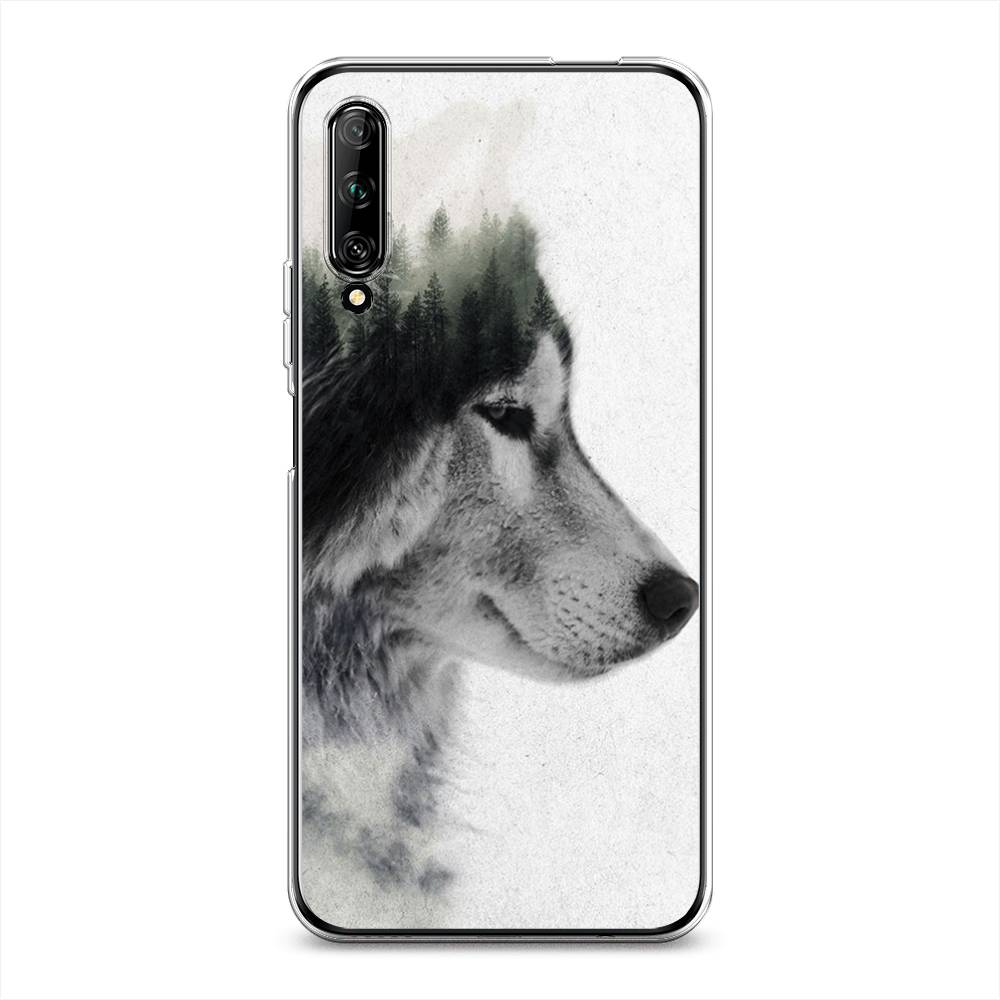 

Чехол на Huawei Y9s "Волк лес", Серый;белый, 611150-1