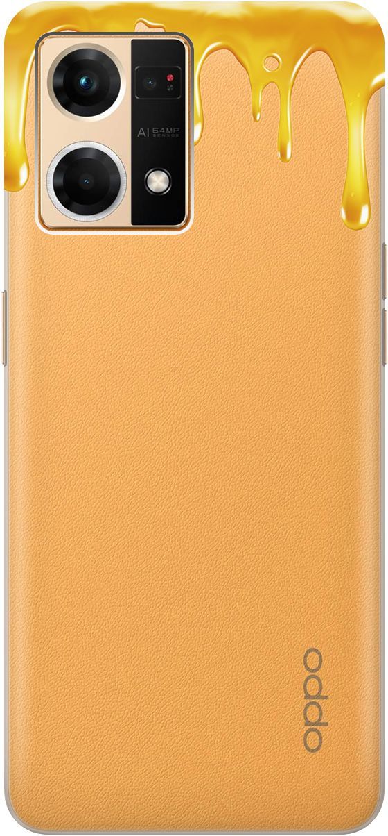 

Силиконовый чехол на OPPO Reno7 с 3D принтом "Honey" прозрачный, Прозрачный;желтый, 157883