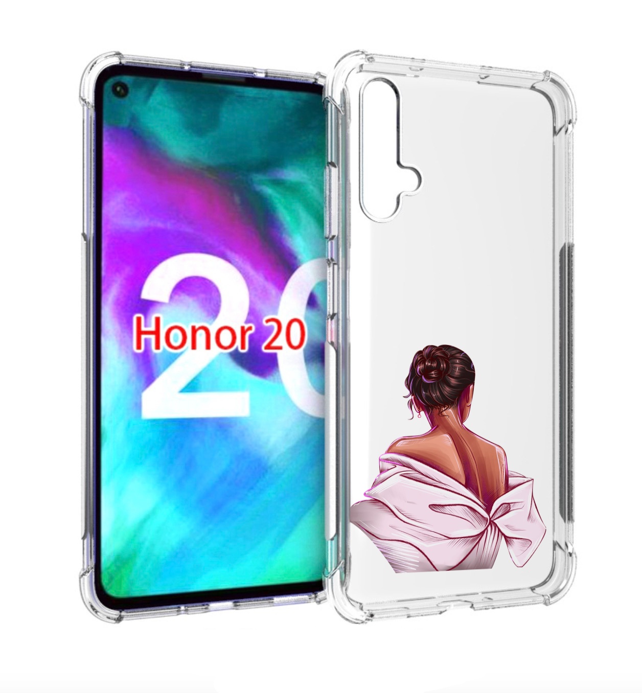 

Чехол бампер MyPads девушка-со-спины женский для Honor 20, Прозрачный, Tocco