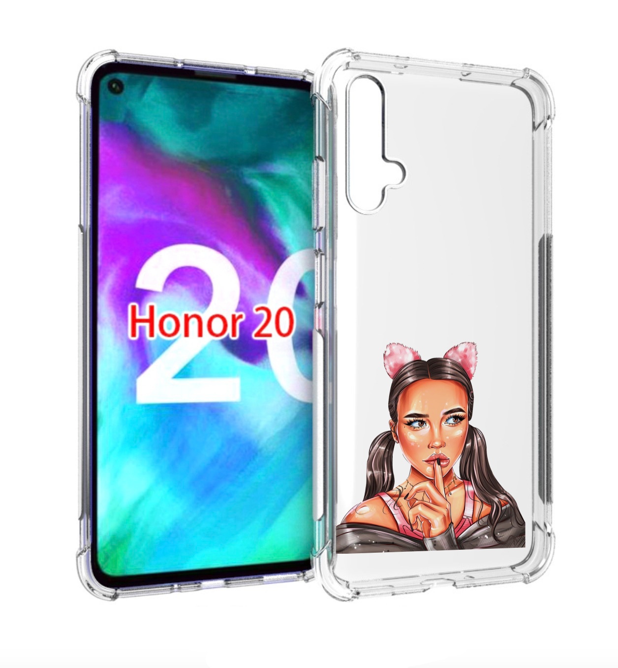 

Чехол бампер MyPads девушка-тихо женский для Honor 20 Honor, Прозрачный, Tocco