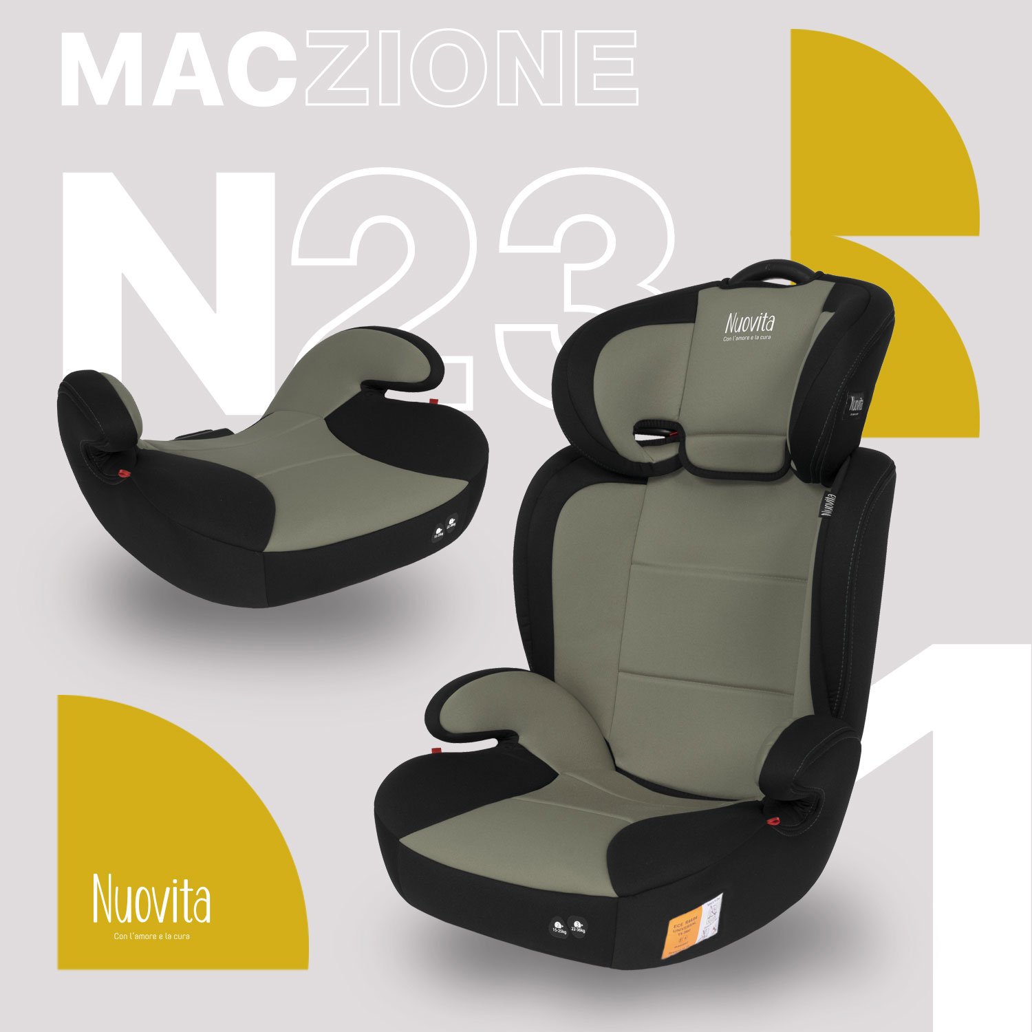 Автокресло/бустер Nuovita Maczione N23-1 группа 2/3, 15 - 36 кг (Hakki/Хакки)