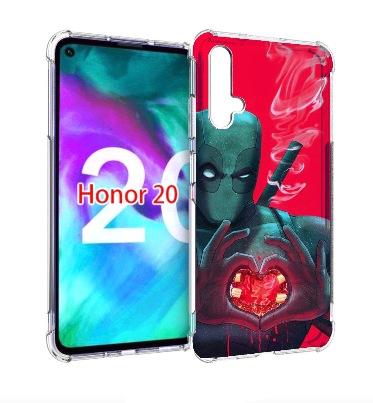 

Чехол бампер MyPads дедпул-в-сердце для Honor 20, Прозрачный, Tocco