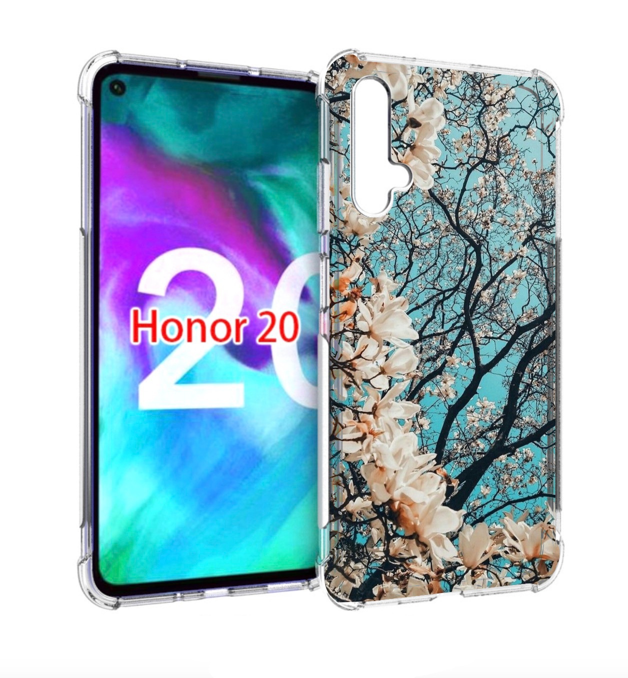 

Чехол бампер MyPads дерево-с-цветочками для Honor 20 Honor, Прозрачный, Tocco