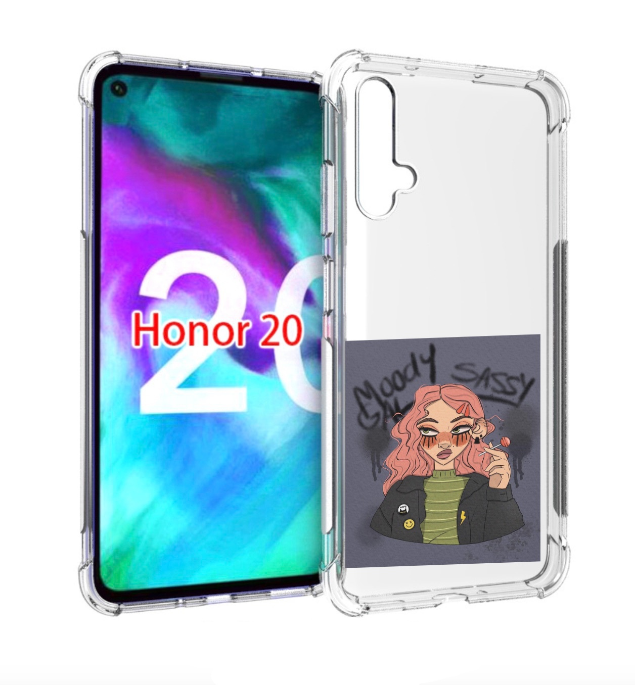 

Чехол бампер MyPads дерзкое-настроение женский для Honor, Прозрачный, Tocco