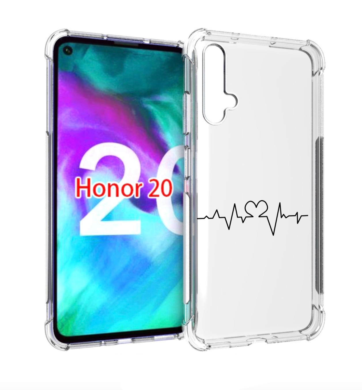 

Чехол бампер MyPads диаграмма-любви для Honor 20, Прозрачный, Tocco