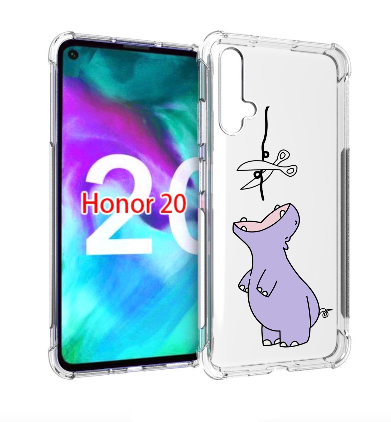 

Чехол бампер MyPads динозаврик-фиолетовый для Honor 20 Honor, Прозрачный, Tocco
