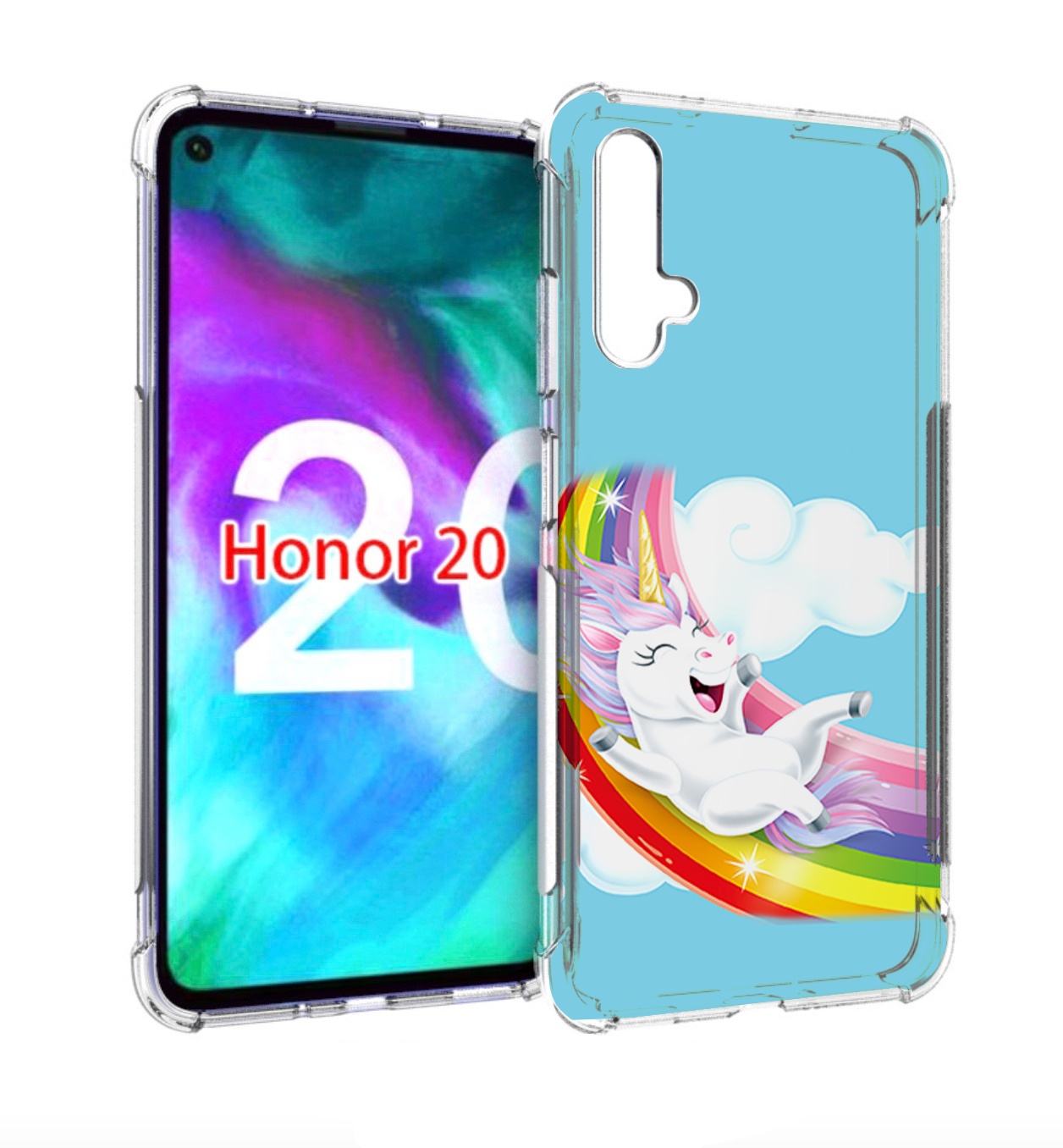 

Чехол бампер MyPads единорог-на-радуге для Honor 20, Прозрачный, Tocco