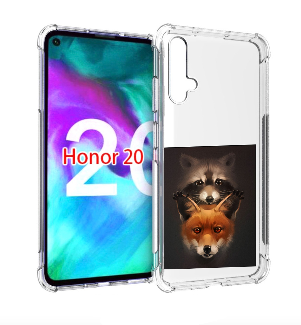 

Чехол бампер MyPads енотик-лисенок для Honor 20, Прозрачный, Tocco