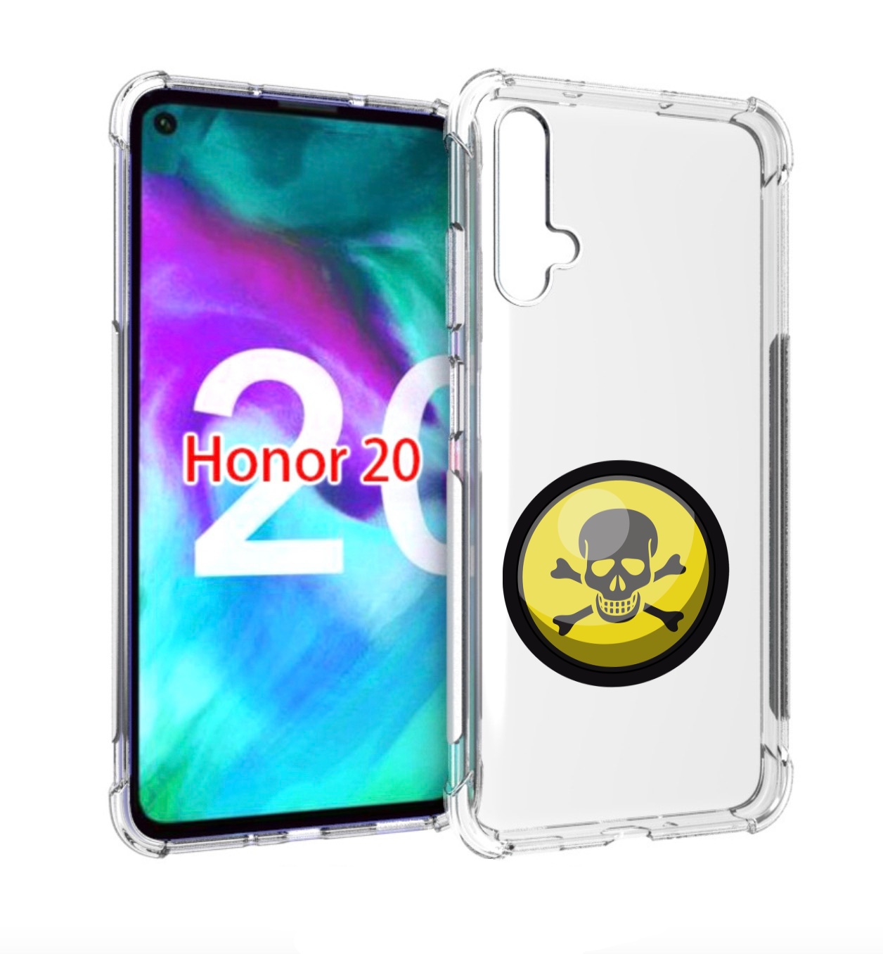 

Чехол бампер MyPads желтый-череп для Honor 20, Прозрачный, Tocco