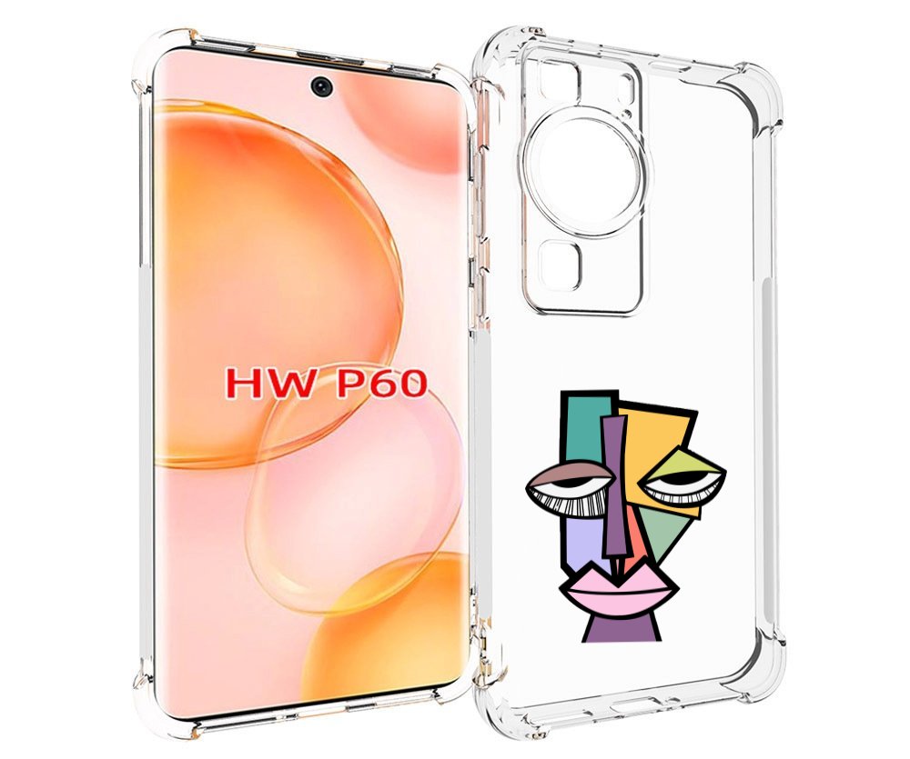 

Чехол MyPads лицо из квадратиков с глазами женский для Huawei P60, Tocco