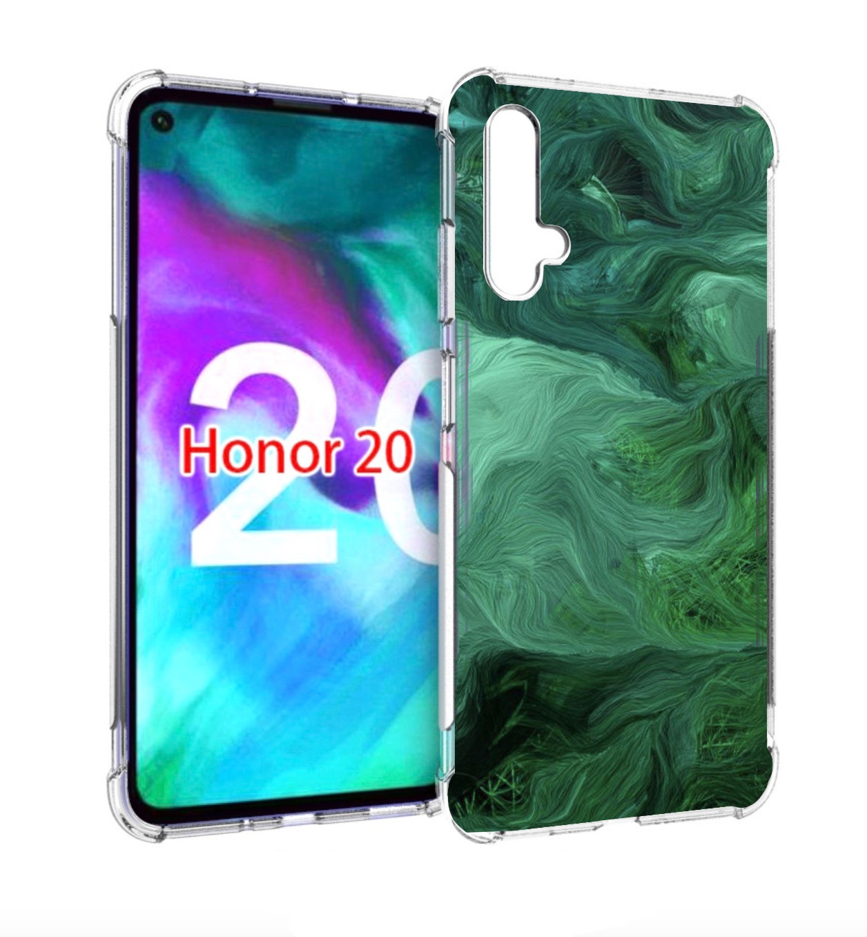 

Чехол бампер MyPads зеленые нити для Honor 20, Прозрачный, Tocco