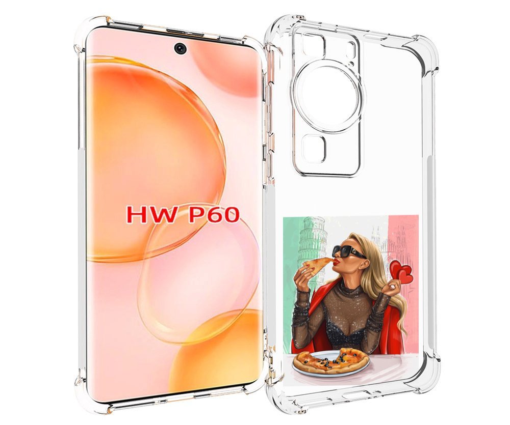 Чехол MyPads любительница-пиццы женский для Huawei P60