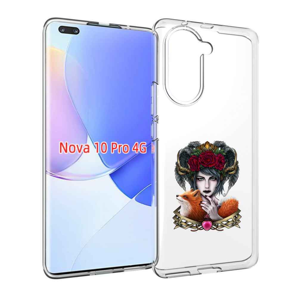 Чехол MyPads девушка с лисой для Huawei Nova 10 Pro противоударный