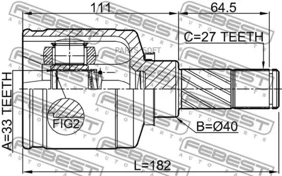 

Шрус внутр левый renault duster 2011- 2411-dustawdlh