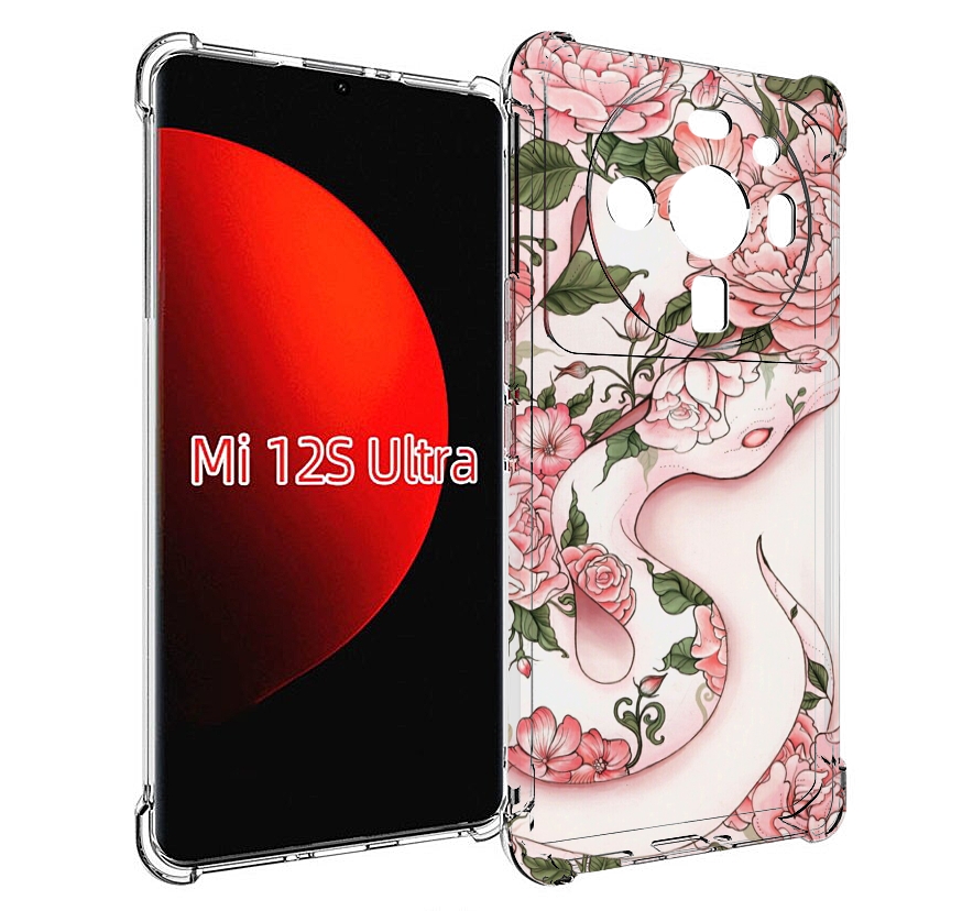 

Чехол MyPads змея-в-розовых-цветах женский для Xiaomi 12S Ultra, Прозрачный, Tocco