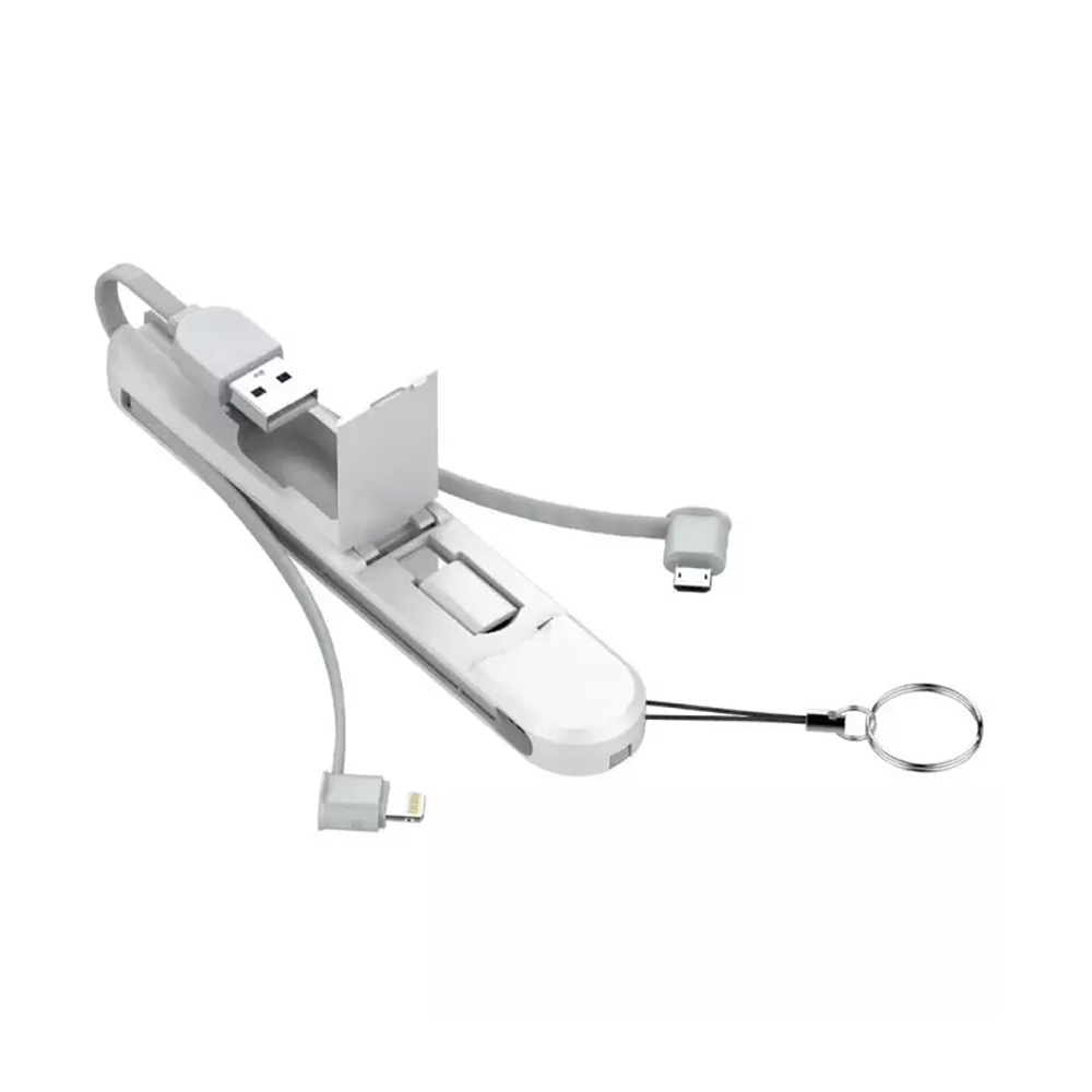 фото Кабель usb ldnio ls130 charging cable 3 in 1 micro usb/apple 8 pin/usb type-c 0,45 белый