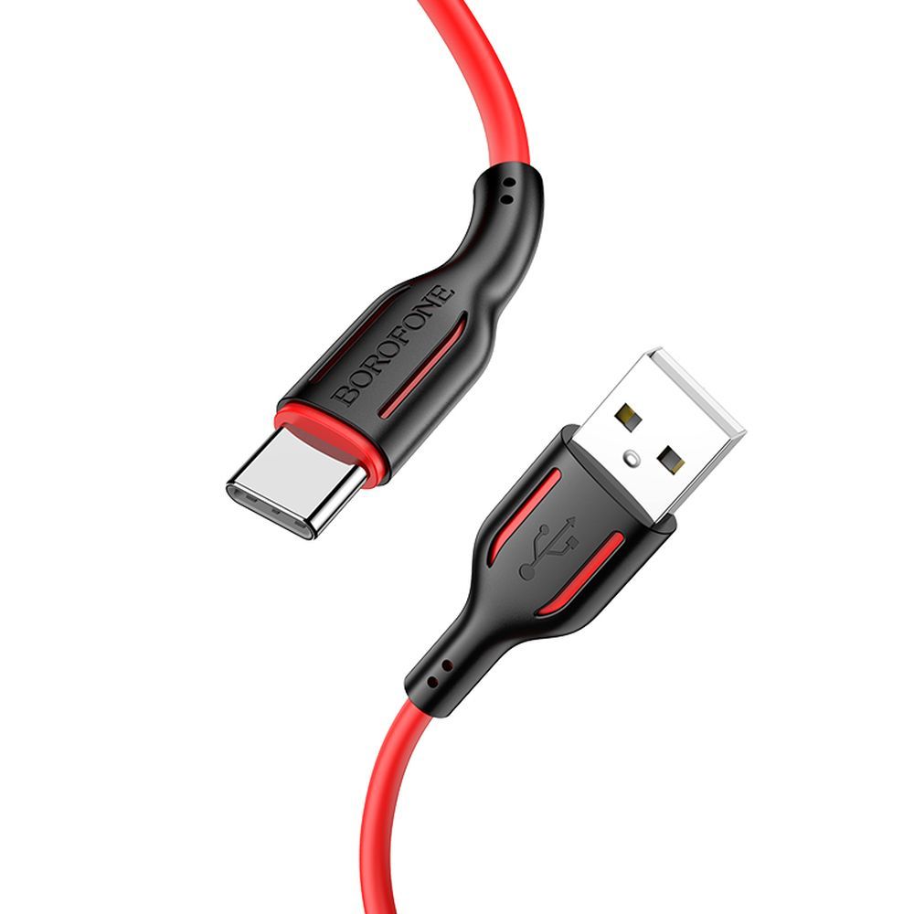 фото Кабель usb borofone bx63 charming type-c, 1м, 3a, силикон (красный)