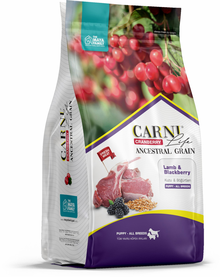 

Сухой корм для щенков CARNI LIFE Puppy с ягненком, ежевикой и клюквой, 7 кг