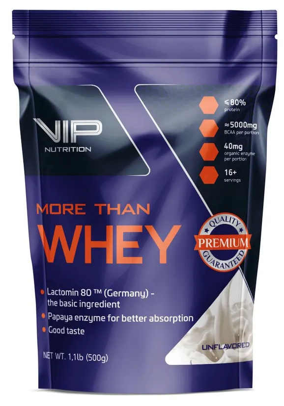 

Сывороточный протеин VIP Nutrition More Than Whey, 500 гр., без вкуса