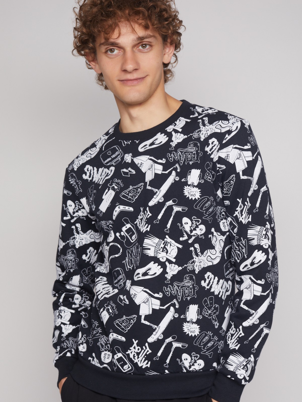 

Свитшот мужской Zolla 212344179021 синий 2XL, 212344179021