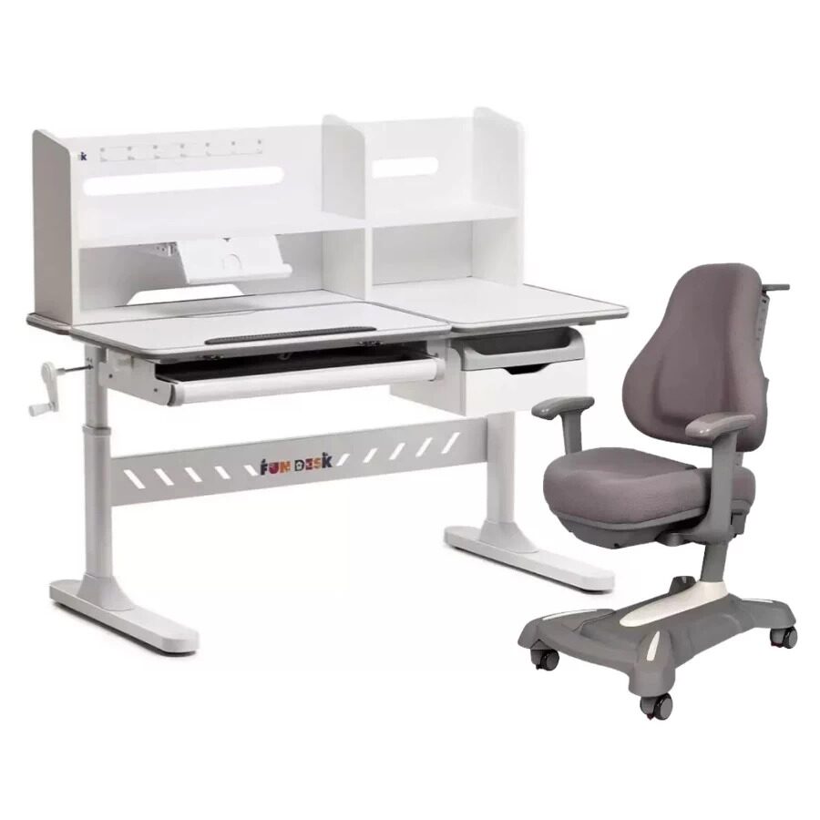 

Комплект FunDesk парта Fiore II Grey, кресло Bravo New Grey 190047222864, Серый