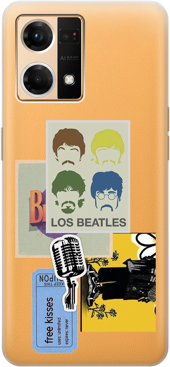 

Силиконовый чехол на OPPO Reno7 с 3D принтом "Beatles Stickers" прозрачный, Прозрачный;бежевый, 157884