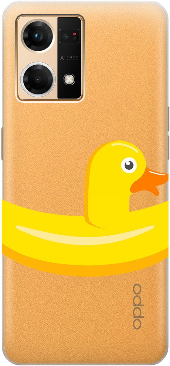 

Силиконовый чехол на OPPO Reno7 с 3D принтом "Duck Swim Ring" прозрачный, Прозрачный;белый, 157884