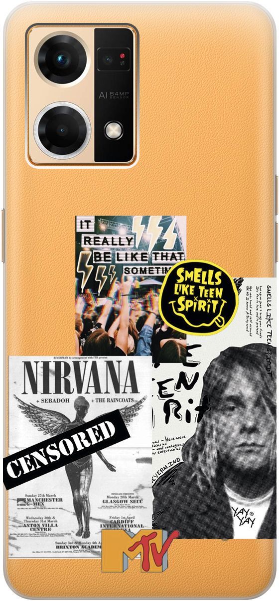 

Силиконовый чехол на OPPO Reno7 с 3D принтом "Nirvana" прозрачный, Прозрачный;белый, 157884