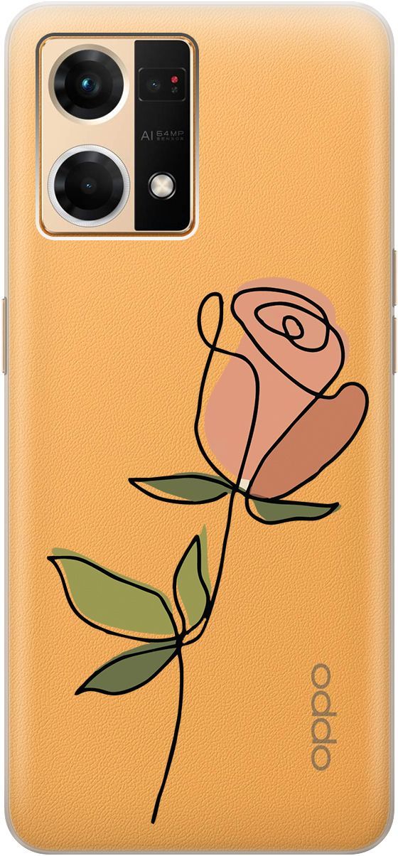 

Силиконовый чехол на OPPO Reno7 с 3D принтом "Rose" прозрачный, Прозрачный;зеленый, 157884