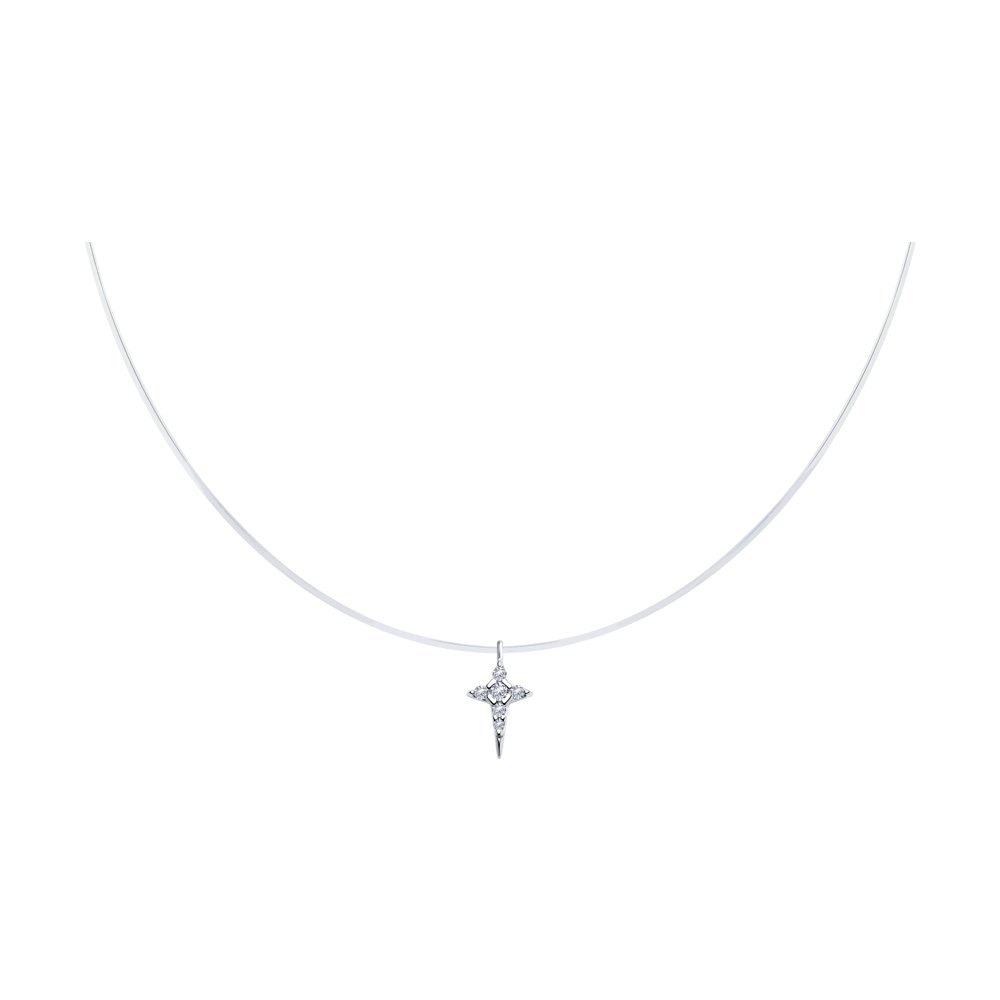 

Колье из серебра 45 см SOKOLOV 94070521, фианит, 94070521