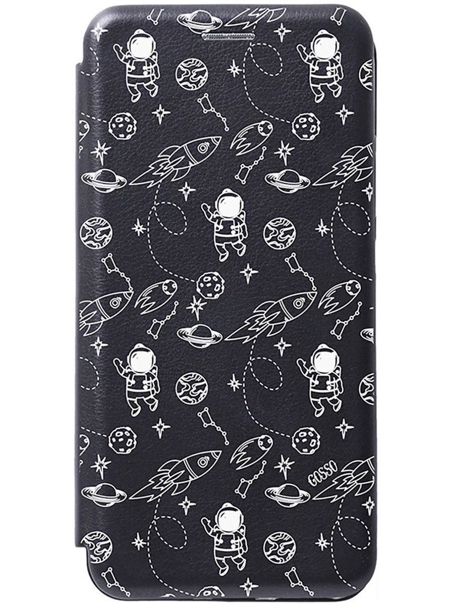 

Чехол-книжка на OPPO Reno7 с 3D принтом "Space W" черный, Черный;белый, 157889