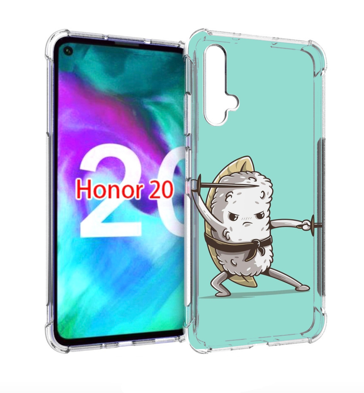 

Чехол бампер MyPads злой суши детский для Honor 20, Прозрачный, Tocco