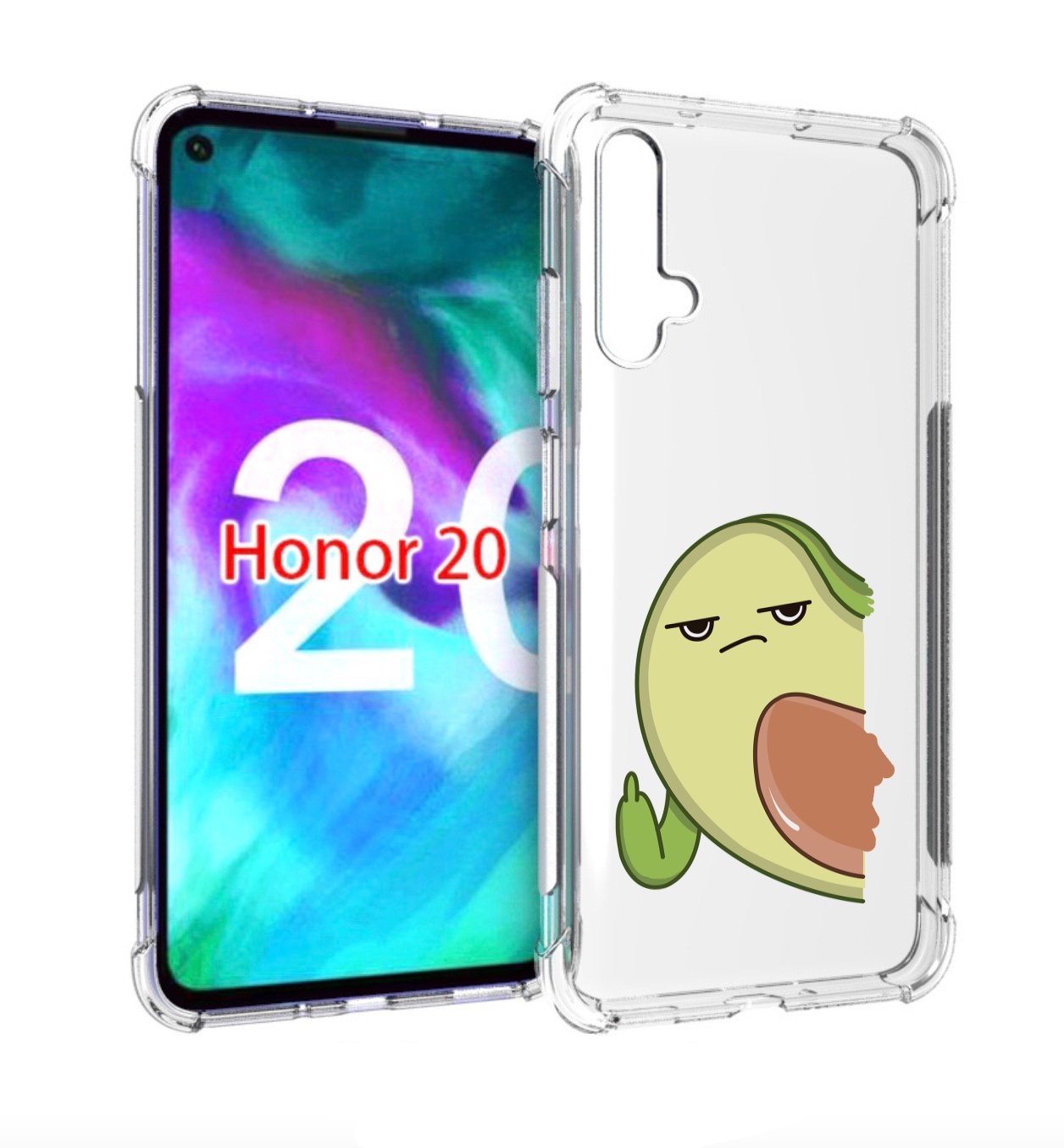 

Чехол бампер MyPads злой-авокадо для Honor 20, Прозрачный, Tocco