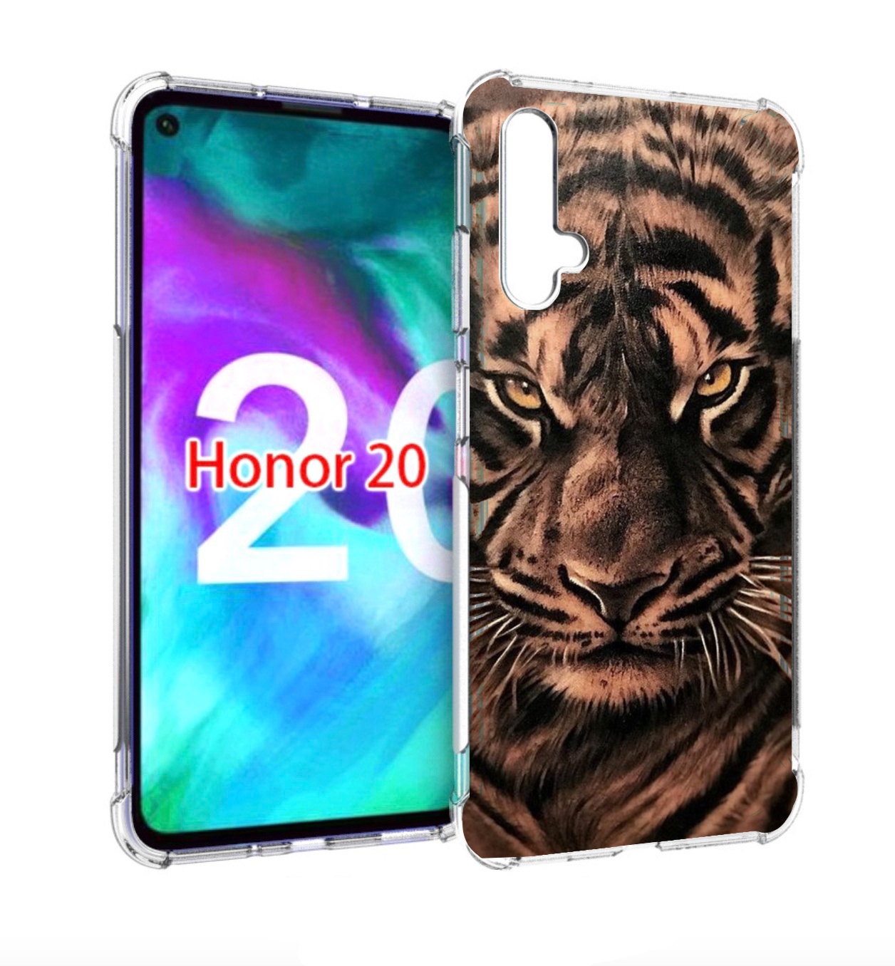 

Чехол бампер MyPads злой-большой-тигр для Honor 20, Прозрачный, Tocco