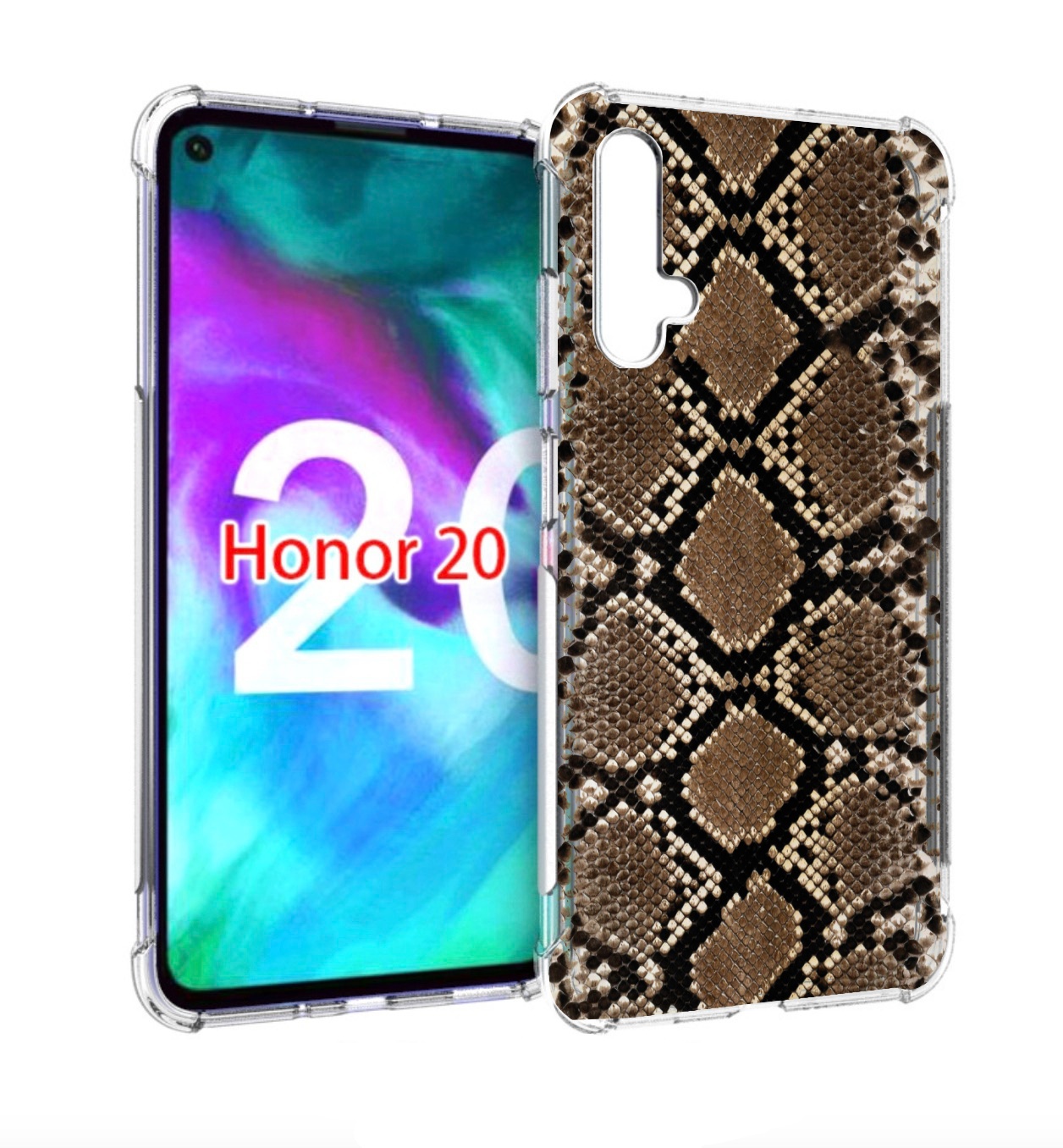 

Чехол бампер MyPads змеиная кожа для Honor 20, Прозрачный, Tocco
