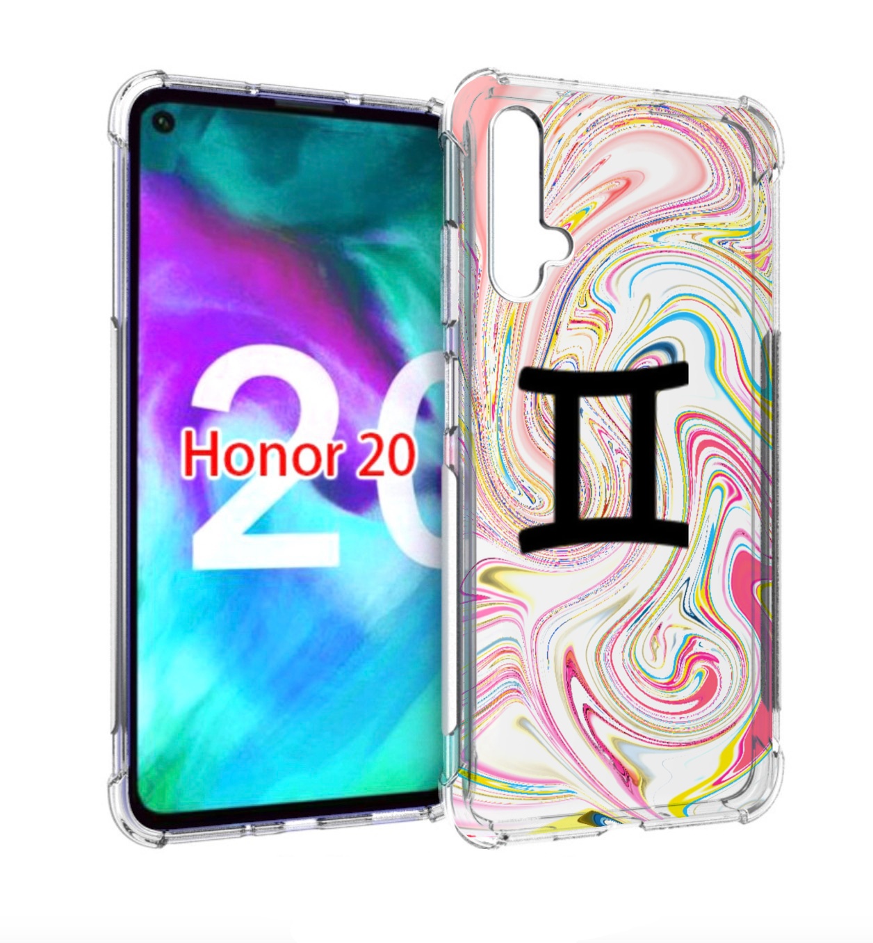 

Чехол бампер MyPads знак зодиака близнецы 2 для Honor 20, Прозрачный, Tocco