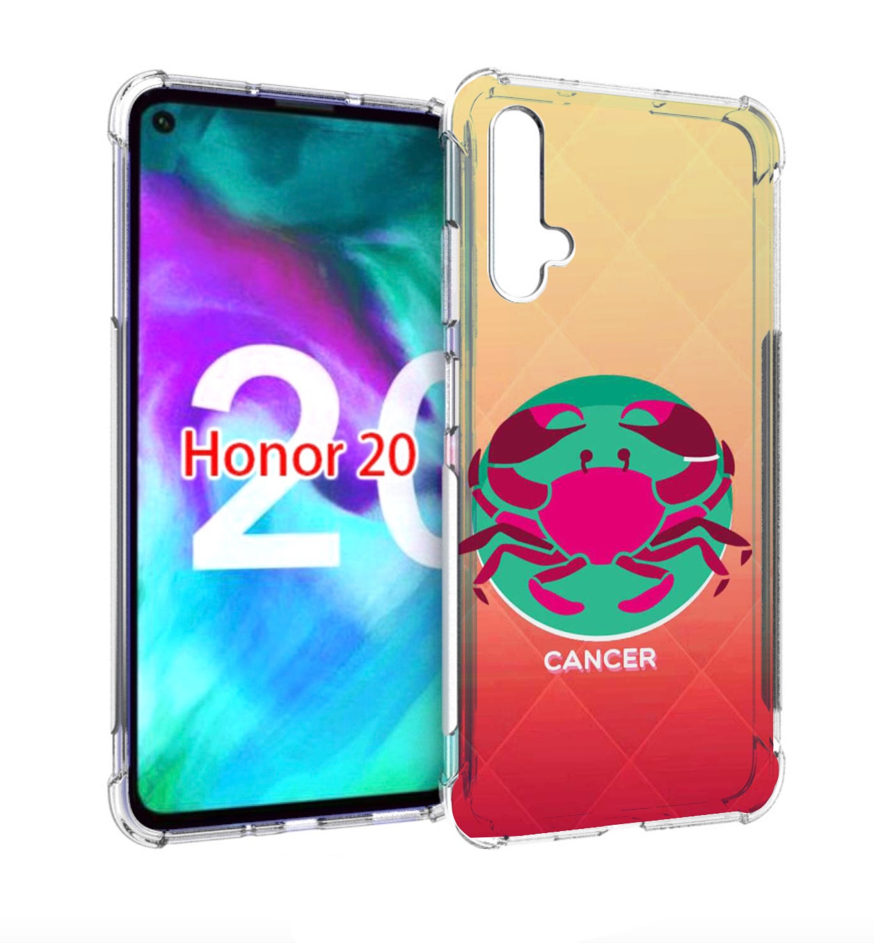 

Чехол бампер MyPads знак зодиака рак 4 для Honor 20, Прозрачный, Tocco