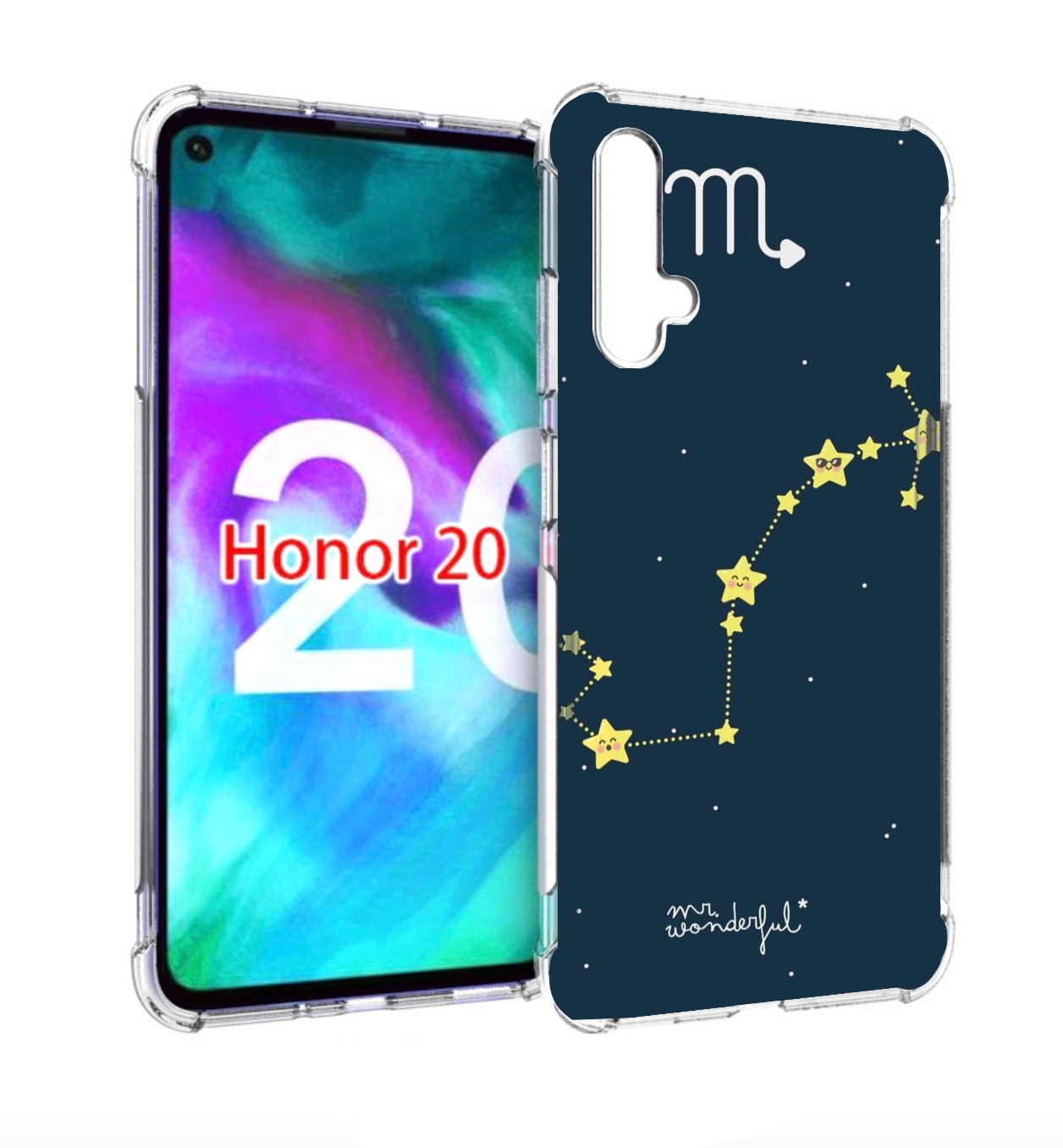 

Чехол бампер MyPads знак зодиака скорпион 1 для Honor 20, Прозрачный, Tocco
