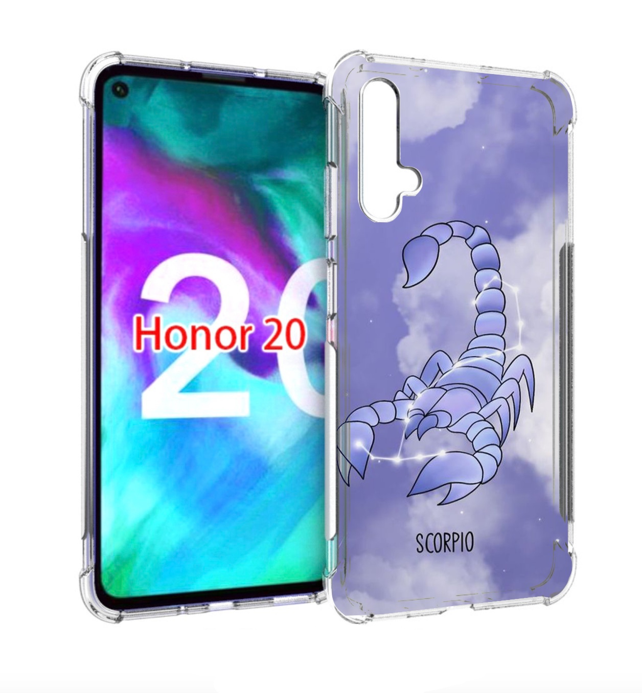

Чехол бампер MyPads знак зодиака скорпион 2 для Honor 20, Прозрачный, Tocco